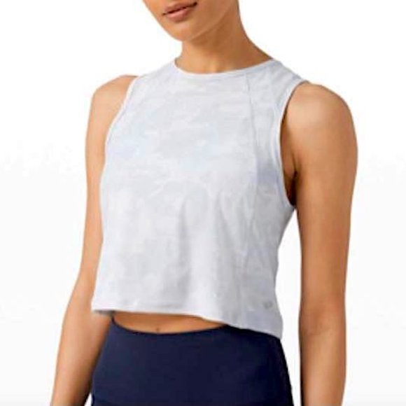 Cute Lululemon Cropped Sculpt Tank Incognito Camo Alpine White Multi - Picture 2 of 6